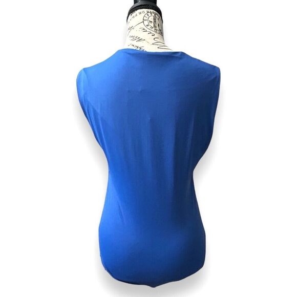 Zara L Blue Bodysuit Square Neck Sleeveless Tank Top Stretch Fitted Minimal NWT - Picture 6 of 10